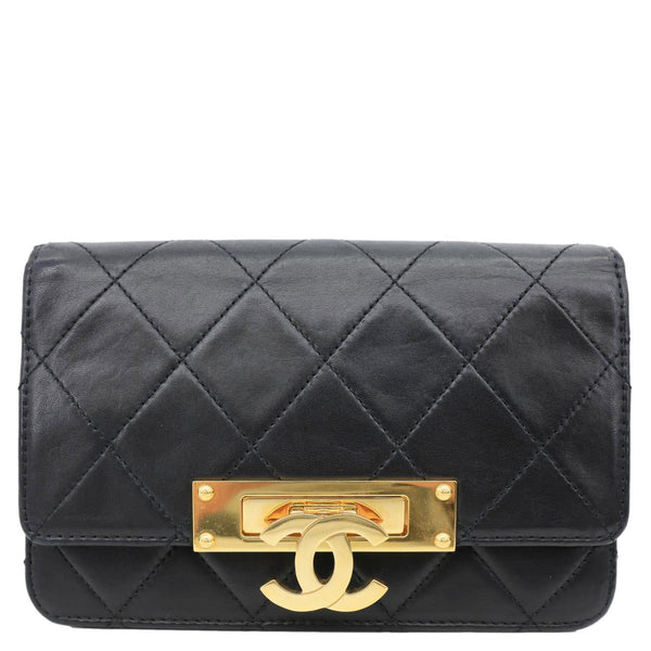CHANEL Golden Class Quilted Leather Chain Wallet Crossbody Bags Black