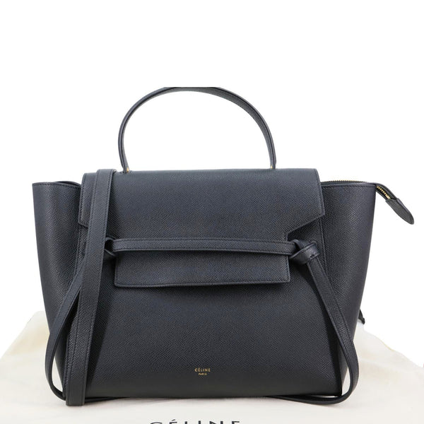 CELINE Belt Grained Calfskin Leather 2Way Shoulder Bag  Black