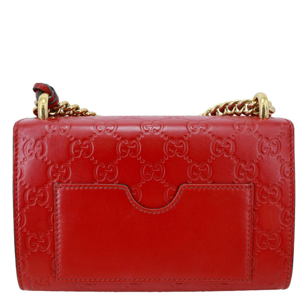 GUCCI Signature Padlock Leather Top Handle Shoulder Bag Red 409487