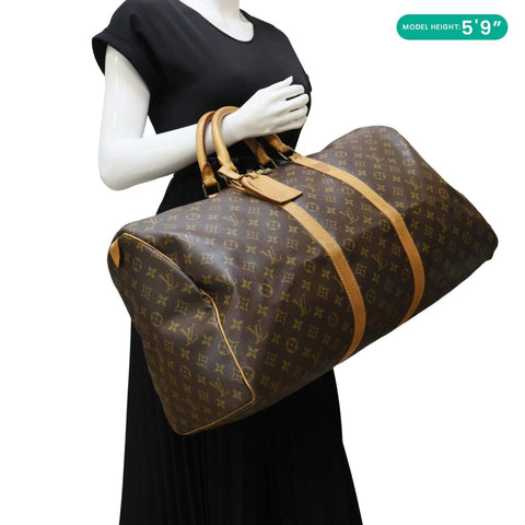LOUIS VUITTON Keepall 50 Monogram Canvas Travel Bag Brown