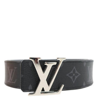 LOUIS VUITTON LV Initiales Reversible Monogram Eclipse Canvas Belt Size 95/38 Black