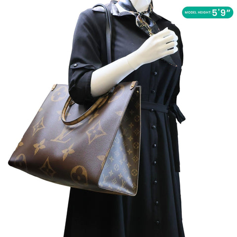 LOUIS VUITTON Onthego GM Reverse Monogram Giant Canvas Shoulder Bag Brown