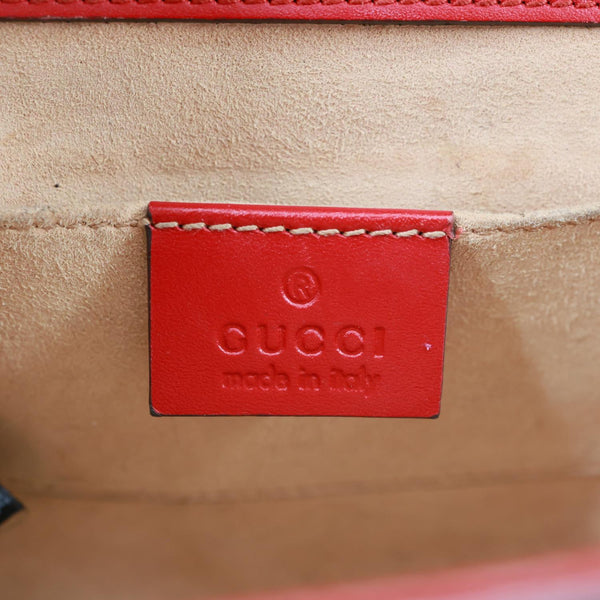 GUCCI Signature Padlock Leather Top Handle Shoulder Bag Red 409487