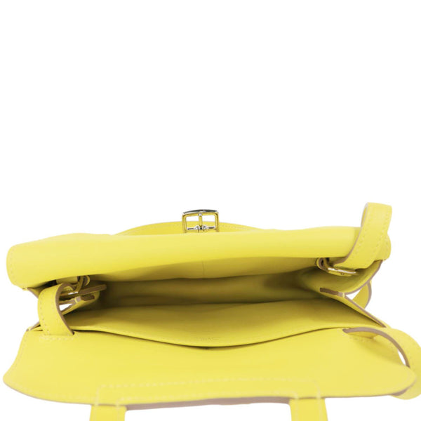 HERMES Halzan 22 Swift Leather Crossbody Bag Yellow