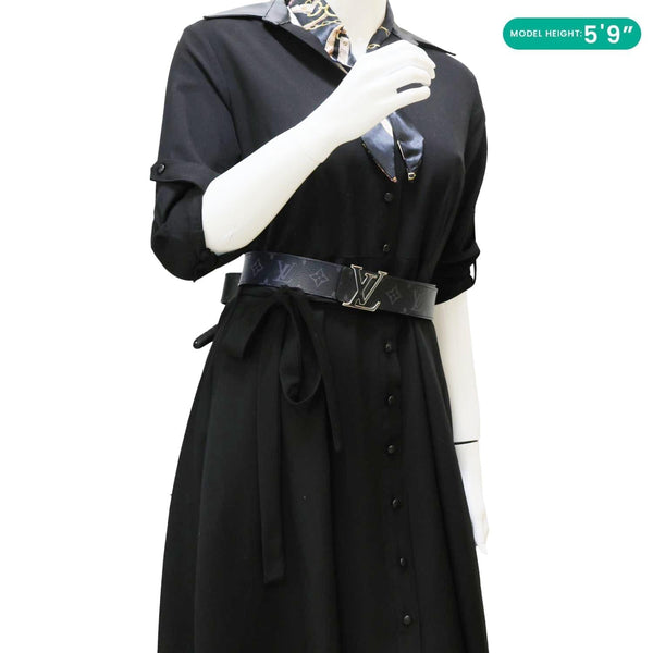 LOUIS VUITTON LV Initiales Reversible Monogram Eclipse Canvas Belt Size 95/38 Black