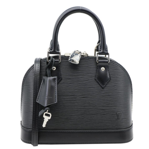 LOUIS VUITTON Alma BB Epi Leather Satchel Bag Black
