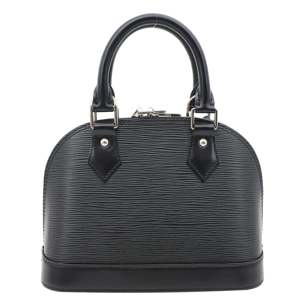 LOUIS VUITTON Alma BB Epi Leather Satchel Bag Black