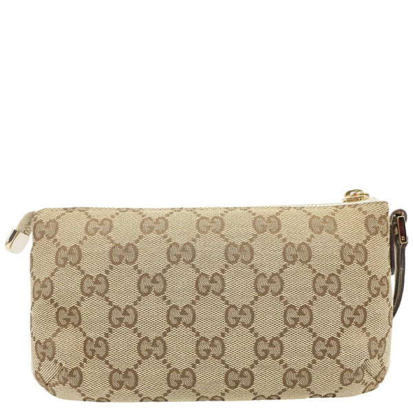 GUCCI Princy Web Monogram Canvas Wristlet Beige 162846