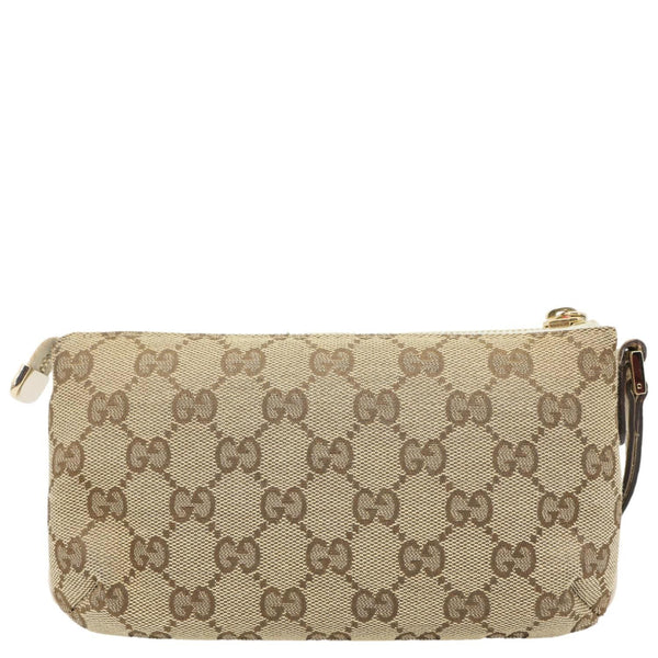 GUCCI Princy Web Monogram Canvas Wristlet Beige 162846