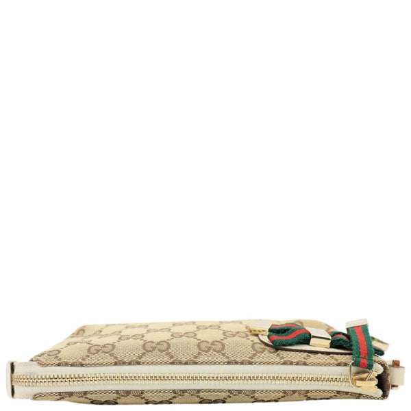 GUCCI Princy Web Monogram Canvas Wristlet Beige 162846