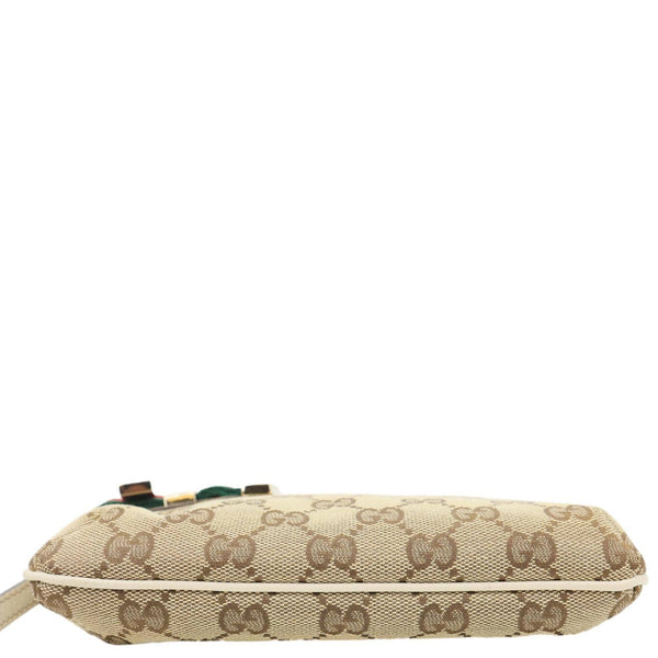 GUCCI Princy Web Monogram Canvas Wristlet Beige 162846