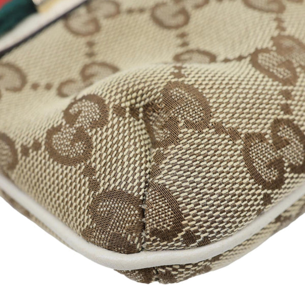 GUCCI Princy Web Monogram Canvas Wristlet Beige 162846