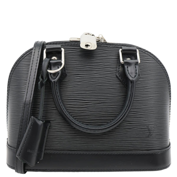 LOUIS VUITTON Alma BB Epi Leather Satchel Bag Black