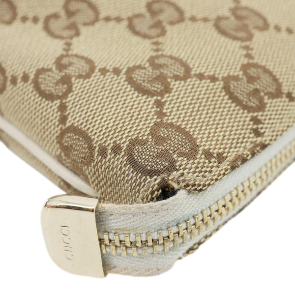 GUCCI Princy Web Monogram Canvas Wristlet Beige 162846