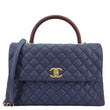 CHANEL Coco Handle Flap Lizard Caviar Leather Crossbody Bag Blue