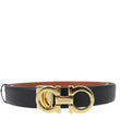 SALVATORE FERRAGAMO Gancini Buckle Reversible Leather Belt Black