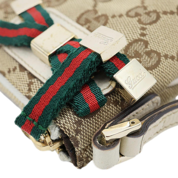 GUCCI Princy Web Monogram Canvas Wristlet Beige 162846