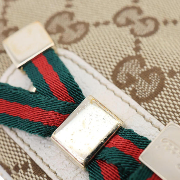 GUCCI Princy Web Monogram Canvas Wristlet Beige 162846