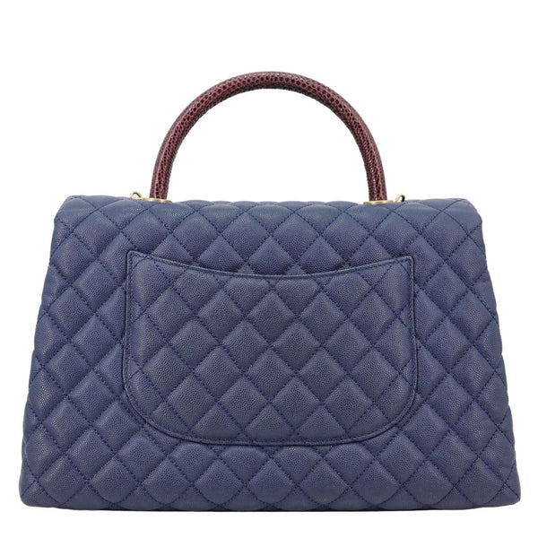 CHANEL Coco Handle Flap Lizard Caviar Leather Crossbody Bag Blue