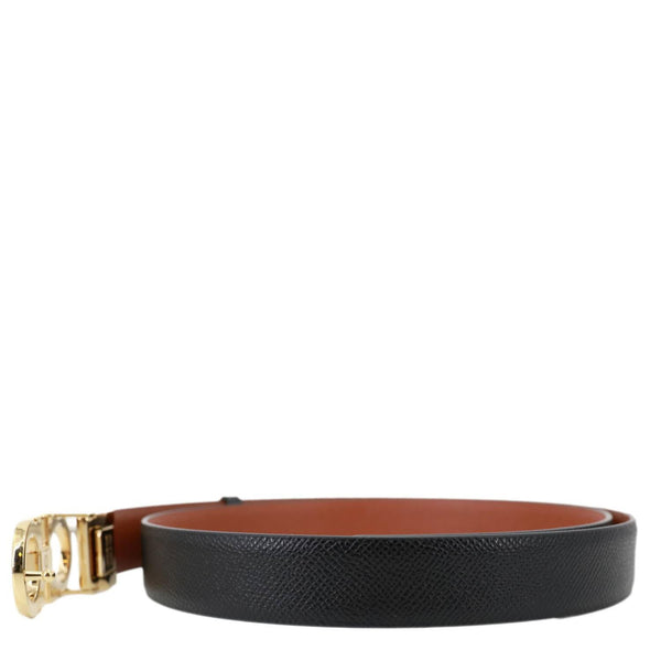 SALVATORE FERRAGAMO Gancini Buckle Reversible Leather Belt Black