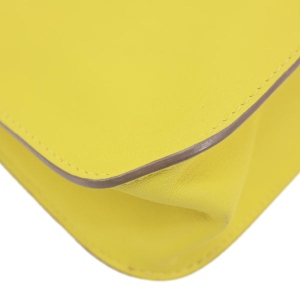 HERMES Halzan 22 Swift Leather Crossbody Bag Yellow