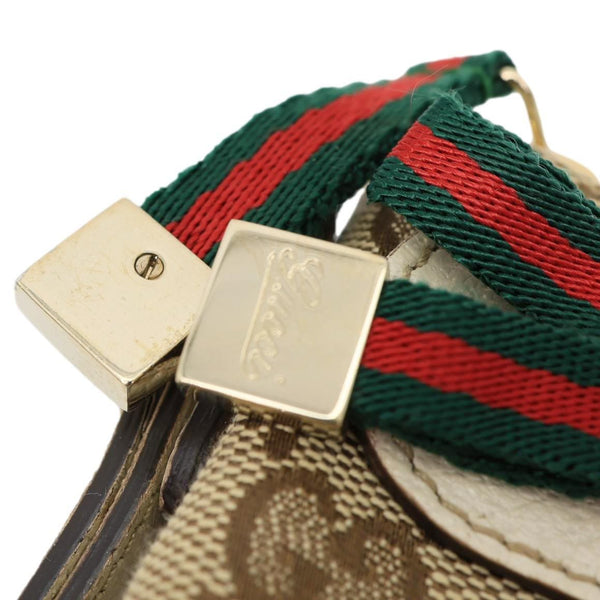 GUCCI Princy Web Monogram Canvas Wristlet Beige 162846