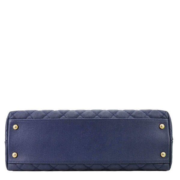 CHANEL Coco Handle Flap Lizard Caviar Leather Crossbody Bag Blue