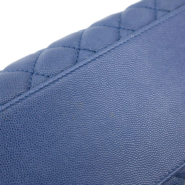 CHANEL Coco Handle Flap Lizard Caviar Leather Crossbody Bag Blue