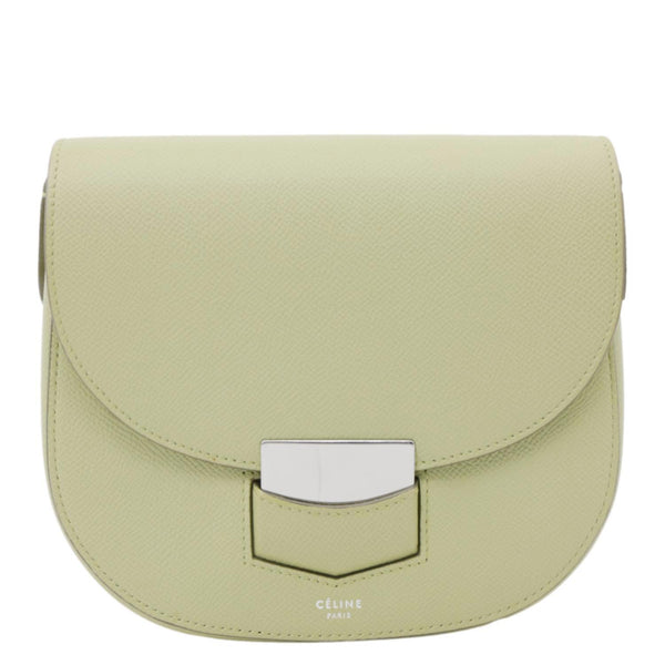 CELINE Trotteur Small Grained Calfskin Leather Shoulder Bag Sage