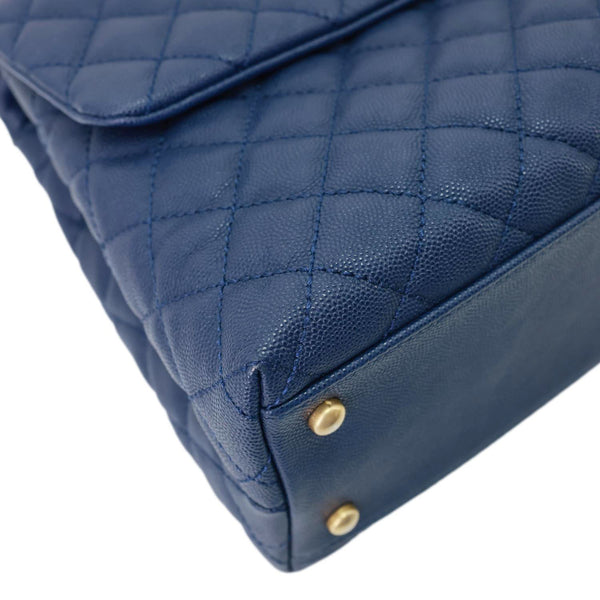 CHANEL Coco Handle Flap Lizard Caviar Leather Crossbody Bag Blue