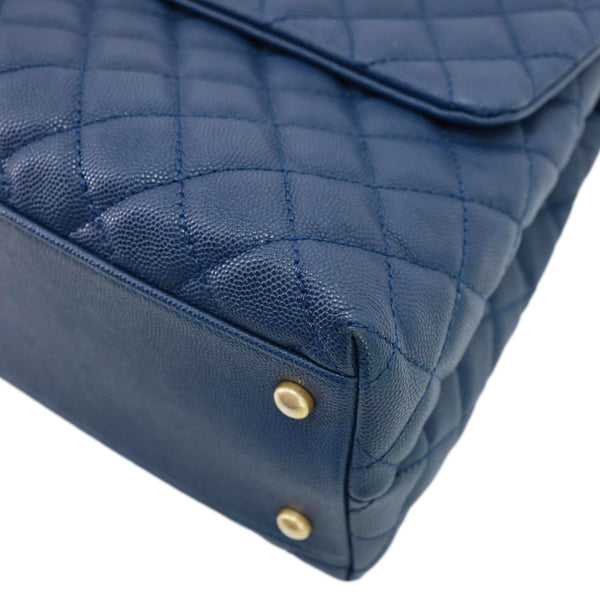 CHANEL Coco Handle Flap Lizard Caviar Leather Crossbody Bag Blue