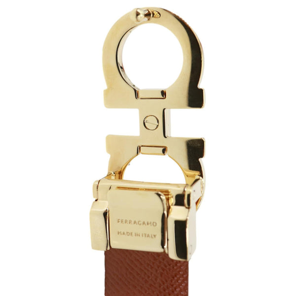 SALVATORE FERRAGAMO Gancini Buckle Reversible Leather Belt Black