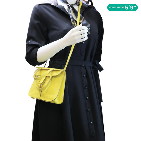 HERMES Halzan 22 Swift Leather Crossbody Bag Yellow