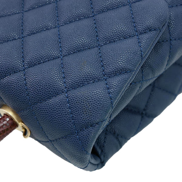 CHANEL Coco Handle Flap Lizard Caviar Leather Crossbody Bag Blue
