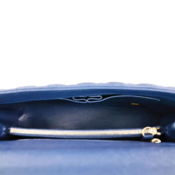 CHANEL Coco Handle Flap Lizard Caviar Leather Crossbody Bag Blue