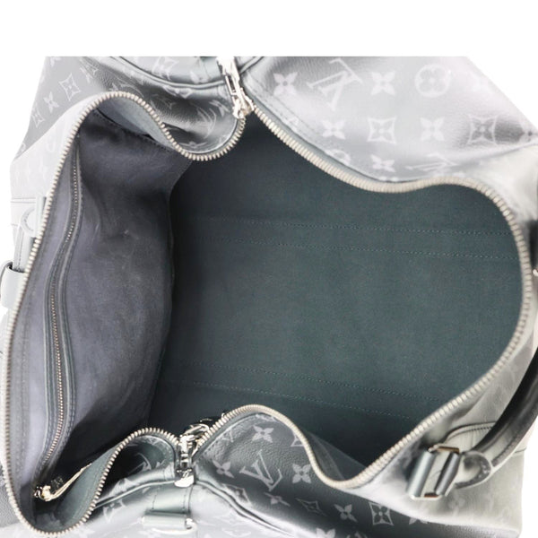 LOUIS VUITTON Keepall 55 Bandouliere Monogram Eclipse Travel Bag Black