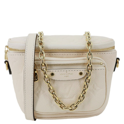 LOUIS VUITTON Mini Monogram Empreinte Leather Bumbag Cream