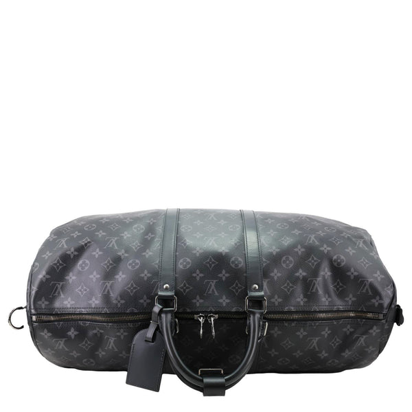 LOUIS VUITTON Keepall 55 Bandouliere Monogram Eclipse Travel Bag Black