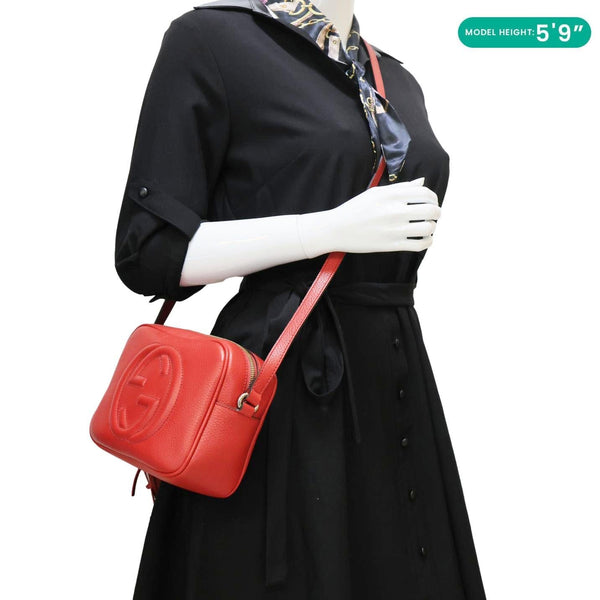 GUCCI Soho Disco Small Leather Crossbody Bag Red 308364
