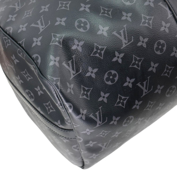 LOUIS VUITTON Keepall 55 Bandouliere Monogram Eclipse Travel Bag Black