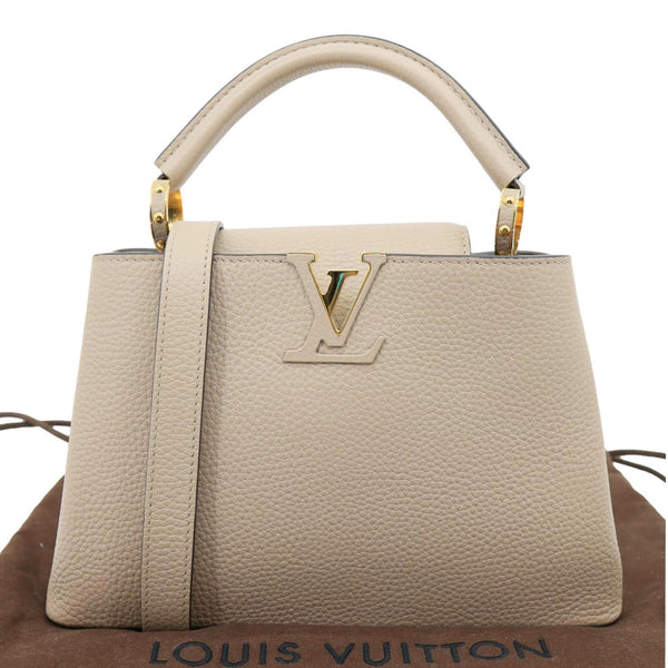 LOUIS VUITTON Capucines BB Taurillon Leather Crossbody Bag Beige