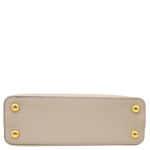LOUIS VUITTON Capucines BB Taurillon Leather Crossbody Bag Beige