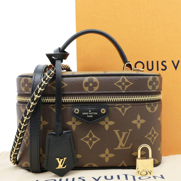 LOUIS VUITTON Vanity Monogram Reverse Canvas Chain Crossbody Bag Brown