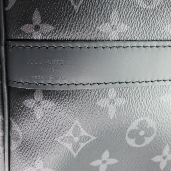 LOUIS VUITTON Keepall 55 Bandouliere Monogram Eclipse Travel Bag Black