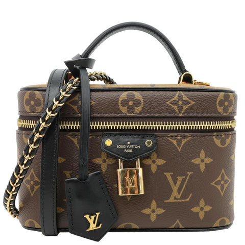 LOUIS VUITTON Vanity Monogram Reverse Canvas Chain Crossbody Bag Brown