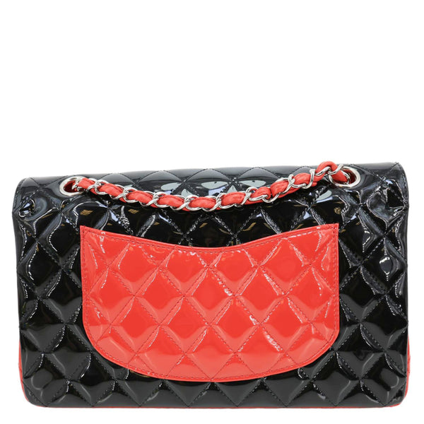 CHANEL Classic Double Flap Medium Quilted Patent Leather Shoulder Bag Bicolor