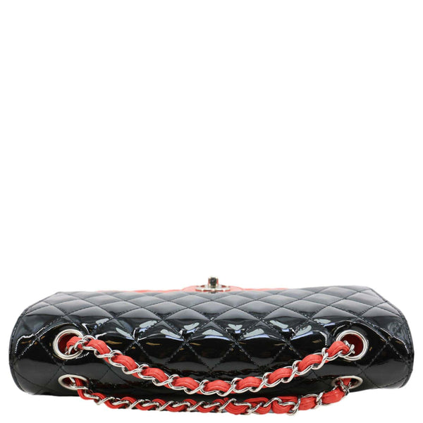 CHANEL Classic Double Flap Medium Quilted Patent Leather Shoulder Bag Bicolor