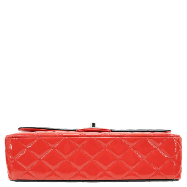 CHANEL Classic Double Flap Medium Quilted Patent Leather Shoulder Bag Bicolor