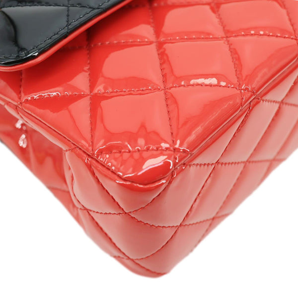 CHANEL Classic Double Flap Medium Quilted Patent Leather Shoulder Bag Bicolor