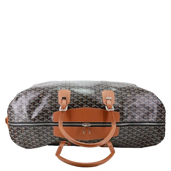 GOYARD Bowling 55 Chevron Print Coated Canvas Duffle Bag Brown